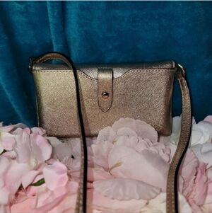 Kate Spade Gold Shimmer Wallet With Strap EUC